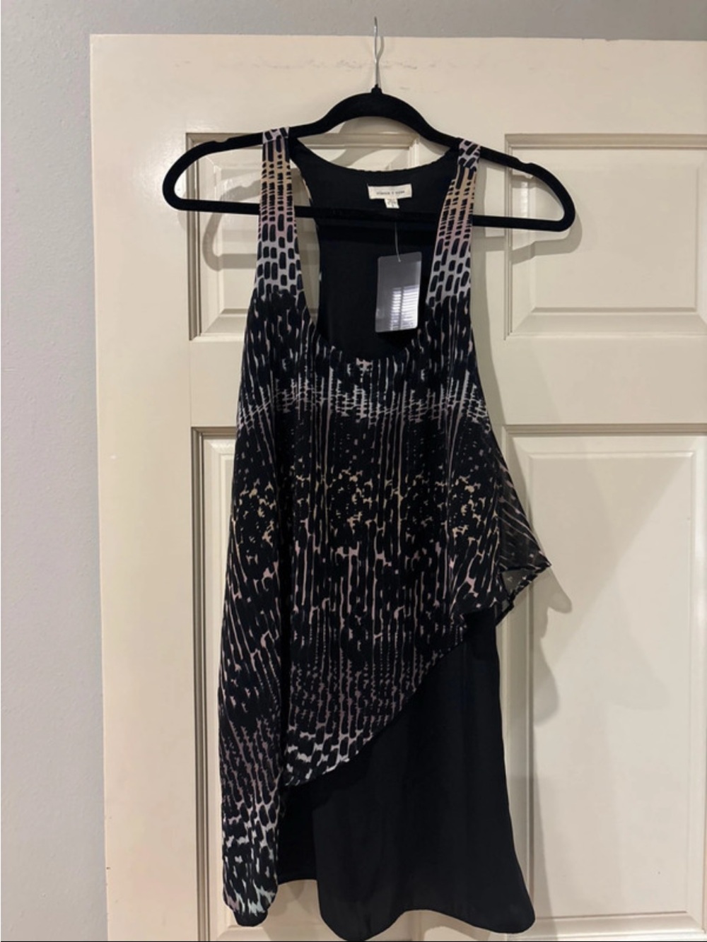 silence + noise Black Tank Dress with Pink and Beige Print